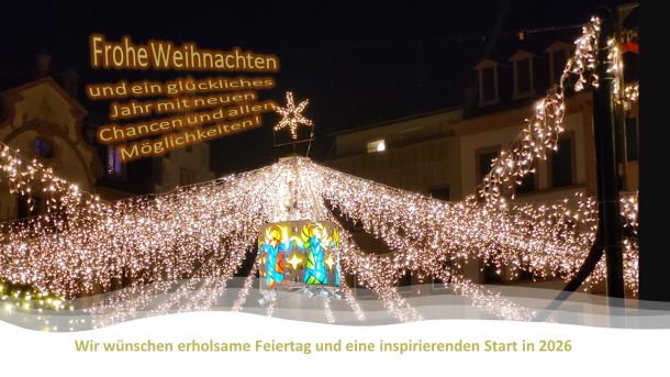 Weihnachtskarte mit Neujahrsgrüßen für 2025